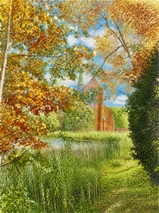 Blick über den Klosterteich auf das Münster; kolorierte Zeichnung, gestaltet mit Canva nach einer Bildvorlage., © Stadt- und Bädermuseum Bad Doberan Blick über den Klosterteich auf das Münster; kolorierte Zeichnung, gestaltet mit Canva nach einer Bildvorlage., © Stadt- und Bädermuseum Bad Doberan