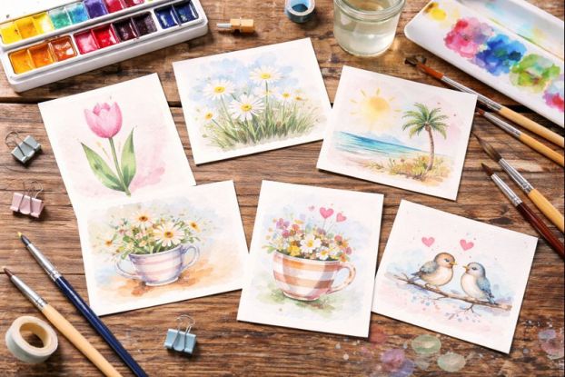 Aquarell-Postkarten, © KI generiert mit ChatGPT Aquarell-Postkarten, © KI generiert mit ChatGPT