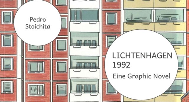 Ausschnitt aus dem Cover zu "Lichtenhagen 1992. Eine Graphic Novel" von Pedro Stoichita, © Landeszentrale für politische Bildung Mecklenburg-Vorpommern 2024 Ausschnitt aus dem Cover zu "Lichtenhagen 1992. Eine Graphic Novel" von Pedro Stoichita, © Landeszentrale für politische Bildung Mecklenburg-Vorpommern 2024
