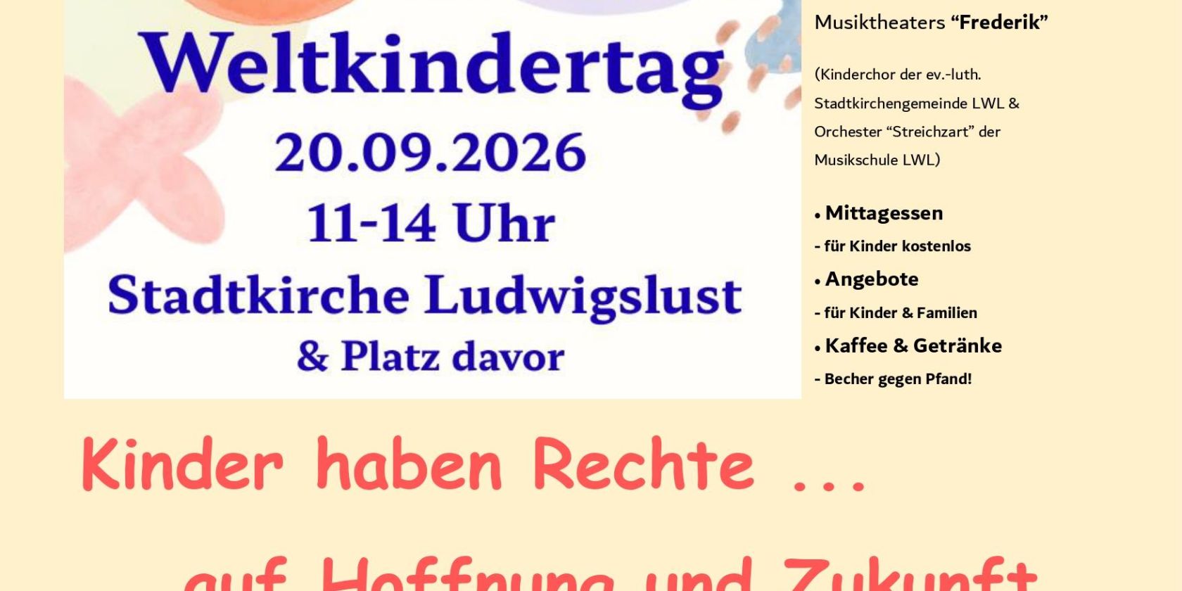 Weltkindertag, © Stadtkirchengemeinde Ludwigslust Weltkindertag, © Stadtkirchengemeinde Ludwigslust