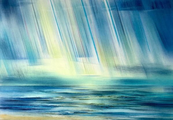 Wieland Payer Lichtspiel über der Ostsee vor Ahrenshoop (1. Zustand), 2025, Öl auf Leinwand, © Fotoatelier Payer