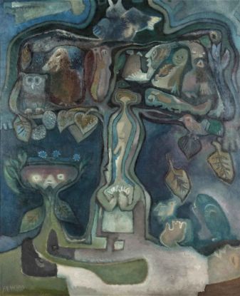 Der Baum: Der Lebensbaum, Ende 1960er, Öl/Malpappe, 117 x 95 cm, © Franz Kaiser