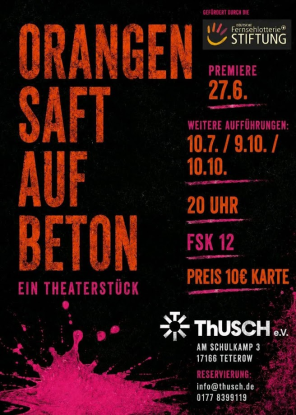 Orangensaft auf Beton ThUSCH, &copy; ThUSCH Teterow