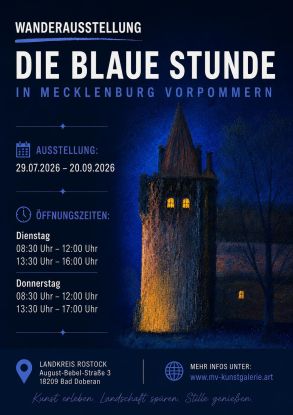 Die blaue Stunde in Mecklenburg Vorpommern, &copy; Eigenes Werk; MV-Kunst Galerie am Mammutbaum