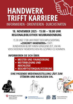TMV/Plakat_18.11.2025_Handwerk_trifft_Karriere, © Regionalbibliothek Neubrandenburg