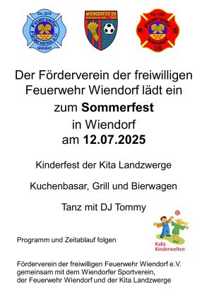 Sommerfest Plakat Vorankündigung_V1, © FFW Wiendorf e.V.