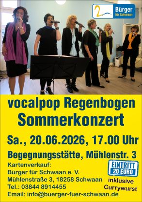 Plakat Sommerkonzert Regenbogen 20062026 12 cm Rahmen, &copy; B&uuml;rger f&uuml;r Schwaa e.V.