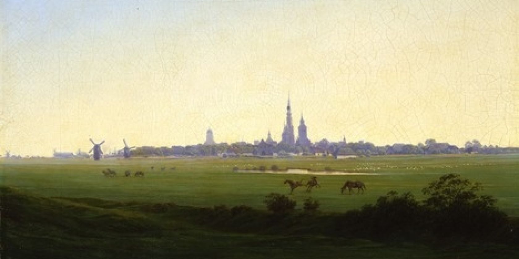 Caspar David Friedrich. Heimatstadt, © Caspar David Friedrich, Wiesen bei Greifswald, 1821/22 © Hamburger Kunsthalle/bpk, Foto: Elke Walford