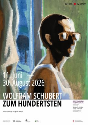 Wolfram Schubert: Self-Portrait with a View of the City (detail), 1980, mixed media on cardboard, &copy; Kunstsammlung Neubrandenburg, &copy; VG Bild-Kunst, Bonn 2026