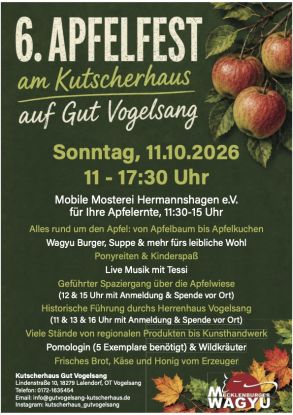 Plakat Apfelfest 2026, &copy; Kutscherhaus Gut Vogelsang
