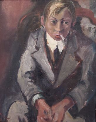 Junge mit Zigarette, &Ouml;l auf Leinwand, &copy; Vera Kopetz