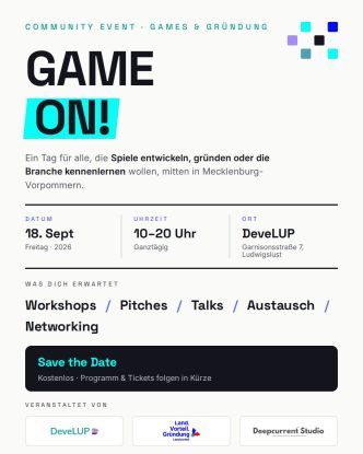 GameOn_Flyer_Digital_SaveTheDate, &copy; Deepcurrent Sudio