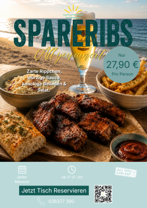Spare Ribs All You Can Eat im Restaurant Lineti in Zinnowitz, &copy; "sch&ouml;ner inseln!" Zinnotel Hotels und Ferienwohnungen GmbH